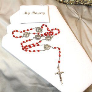 ✝️ Vintage Roman Catholic Catholic Red Pope John Paul II Prayer Rosary Beads ✝️